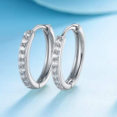 MDFUN Huggic CZ 圈形耳环，316L 不锈钢材质，镶嵌立方氧化锆，低过敏性耳钉，适用于耳软骨/耳廓穿孔，男女皆宜