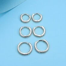 MDFUN Huggic CZ 圈形耳环，316L 不锈钢材质，镶嵌立方氧化锆，低过敏性耳钉，适用于耳软骨/耳廓穿孔，男女皆宜 - 銀色 - 查看 7