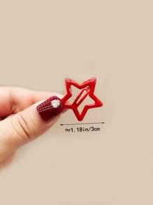 8件套女士红色金属星星发夹，日常佩戴，可爱星星发饰套装，街头风发夹，发爪，发卡，上学用品，新年魅力