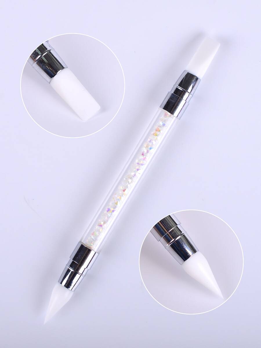 1支双头硅胶笔，适用于DIY花朵雕刻、线条绘制和美甲粉刷点彩笔工具，美甲笔尖，点彩美甲，美甲用品，美甲工具，美甲艺术工具，返校季，美甲，美甲工具，适用于假指甲 - 彩色 - 查看 1