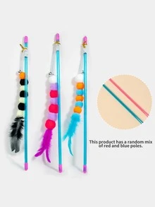 1pc Random Color New Elastic Cord Faux Caterpillar Interactive Cat Toy - Multicolor - View 4