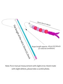 1pc Random Color New Elastic Cord Faux Caterpillar Interactive Cat Toy - Multicolor - View 5