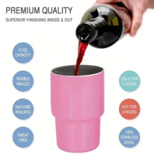 1 件 3 盎司迷你不锈钢车载杯（带吸管）、保温杯、户外车载咖啡杯、小酒杯 - 多色(6-packs) - 查看 4