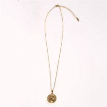 1pc Gold Stainless Steel O Chain Chunky Coin Pendant Necklace - Gold - View 2