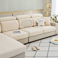 1pc Milk Silk Sofa Cover, Casual Simple Seat Cushion Cover With Anti-Scratch Cat Lids, Four Seasons Sofa Protection Cover - beige - View 8