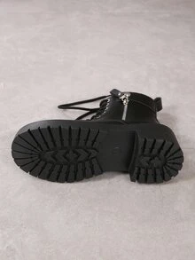 Botas negras con cordones y plataforma para mujer - Negro - Ver 5