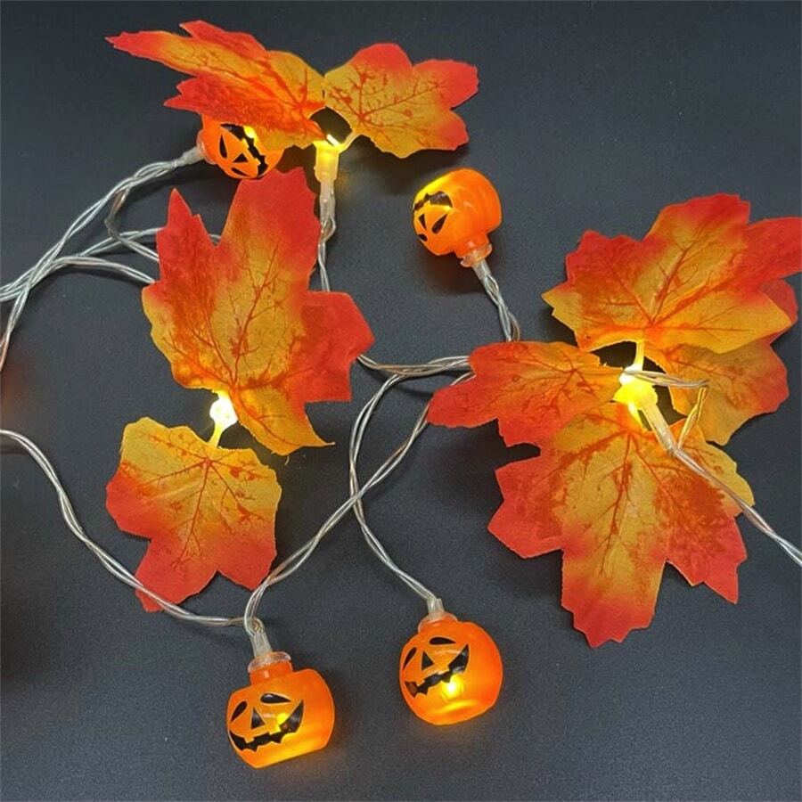 Fall Maple Leaves String Lights, 5ft Halloween Party Christmas
