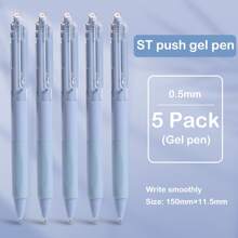 5pcs Neutral Pen/Exam Pen/Quick-Drying/Click Pen/Black Pen/ Highly Attractive Signing Pen/Writing Stationery - Blue - View 2