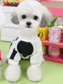 寵物居家服貓睡衣狗休閒四腳衣奶牛居家服 - 黑與白 - 查看 6