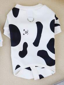 寵物居家服貓睡衣狗休閒四腳衣奶牛居家服 - 黑與白 - 查看 2