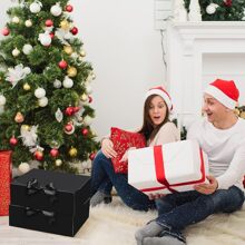 Gift Boxes With Lids For Present 6 Packs,10.6x7.8x3.5 Inch Black Gift Box,Bridesmaid Proposal Box With Ribbon, Kraft Paper Gift Box Wedding, Birthday, Party, Packaging,Baby Shower,Present Crafting,Christmas - Black - View 5