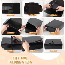 Gift Boxes With Lids For Present 6 Packs,10.6x7.8x3.5 Inch Black Gift Box,Bridesmaid Proposal Box With Ribbon, Kraft Paper Gift Box Wedding, Birthday, Party, Packaging,Baby Shower,Present Crafting,Christmas - Black - View 8