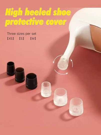 6 piezas, 3 pares de protectores de tacón silenciosos y antideslizantes para tacones altos, transparentes, para sandalias, tacones de mujer, tacones blancos, tacones de gatito, accesorios para zapatos de mujer