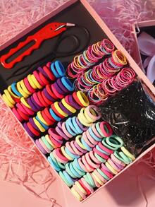 1203入組彩色髮帶和髮夾套裝 - 玫紅色 - 查看 3