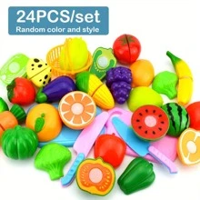 24pcs Random Kids' Kitchen Toy Set: Funny Fruits & Vegetables For Pretend Play - Multicolor - View 2