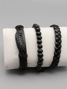 Set de banda de reloj de silicona para hombres con reloj de cuarzo, adecuado para juegos de regalo de accesorios diarios - Negro - Ver 7