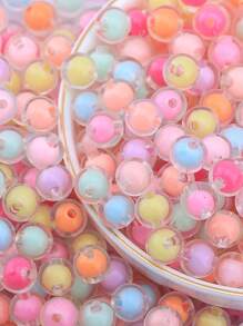 50 piezas de cuentas redondas de acrílico transparente de 8 mm, cuentas sueltas para hacer joyas, cuentas espaciadoras de manualidades DIY - Multicolor - Ver 3