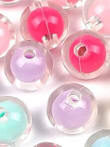 50 piezas de cuentas redondas de acrílico transparente de 8 mm, cuentas sueltas para hacer joyas, cuentas espaciadoras de manualidades DIY - Multicolor - Ver 5