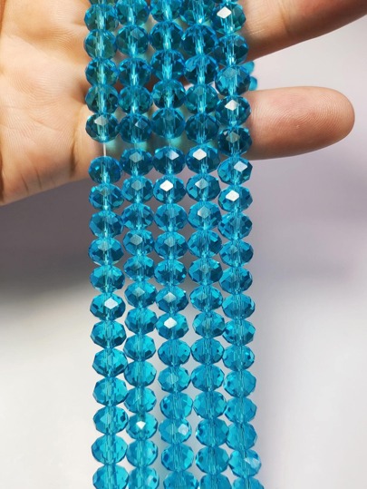 5 Fili Di Perline Di Vetro Cristallo Sfaccettate Con Colore Acquamarina Per Fare Braccialetti / Cavigliere / Collane, Decorazione Dell'albero Di Natale, Decorazione Di Vacanze, Decorazione Di Nozze, Decorazione Di Finestre