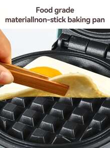 1pc Plug-in Heart-shaped Blue Waffle Maker, 350w, 4 Inches, Mini Breakfast Waffle Machine - blue heart - View 3