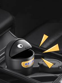 Cartoon Graphic Car Trash Can - Black - View 1