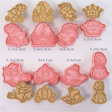 8 piezas/set con dibujos animados hada princesa Cortador de galletas , dinosaurio , con unicornio , sirena , azúcar pegar hornear de pastel pasta de azúcar Molde Herramienta - Rosa - Ver 4