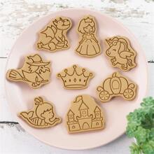 8 piezas/set con dibujos animados hada princesa Cortador de galletas , dinosaurio , con unicornio , sirena , azúcar pegar hornear de pastel pasta de azúcar Molde Herramienta - Rosa - Ver 5