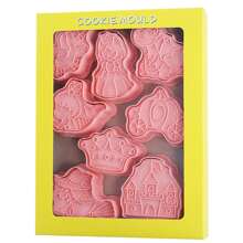 8 piezas/set con dibujos animados hada princesa Cortador de galletas , dinosaurio , con unicornio , sirena , azúcar pegar hornear de pastel pasta de azúcar Molde Herramienta - Rosa - Ver 2