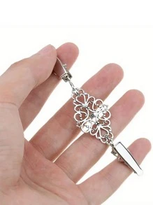 1 szt. Vintage Klips do swetra Odzież Dekoracja Broszka Kardigan Szal Klips Geometryczny Wydrążony Projekt Walentynki - Brąz - Zobacz 4