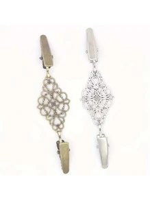 1 szt. Vintage Klips do swetra Odzież Dekoracja Broszka Kardigan Szal Klips Geometryczny Wydrążony Projekt Walentynki - Brąz - Zobacz 5