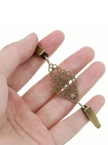 1 szt. Vintage Klips do swetra Odzież Dekoracja Broszka Kardigan Szal Klips Geometryczny Wydrążony Projekt Walentynki - Brąz - Zobacz 3