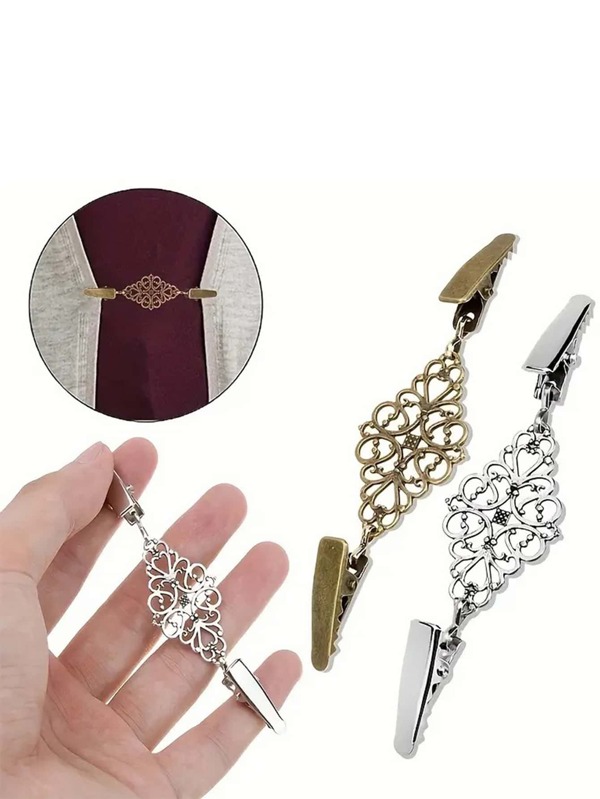 1 pièce Broche de décoration de vêtements clip de pull vintage, clip de châle de cardigan, design géométrique ajouré, pour la Saint-Valentin