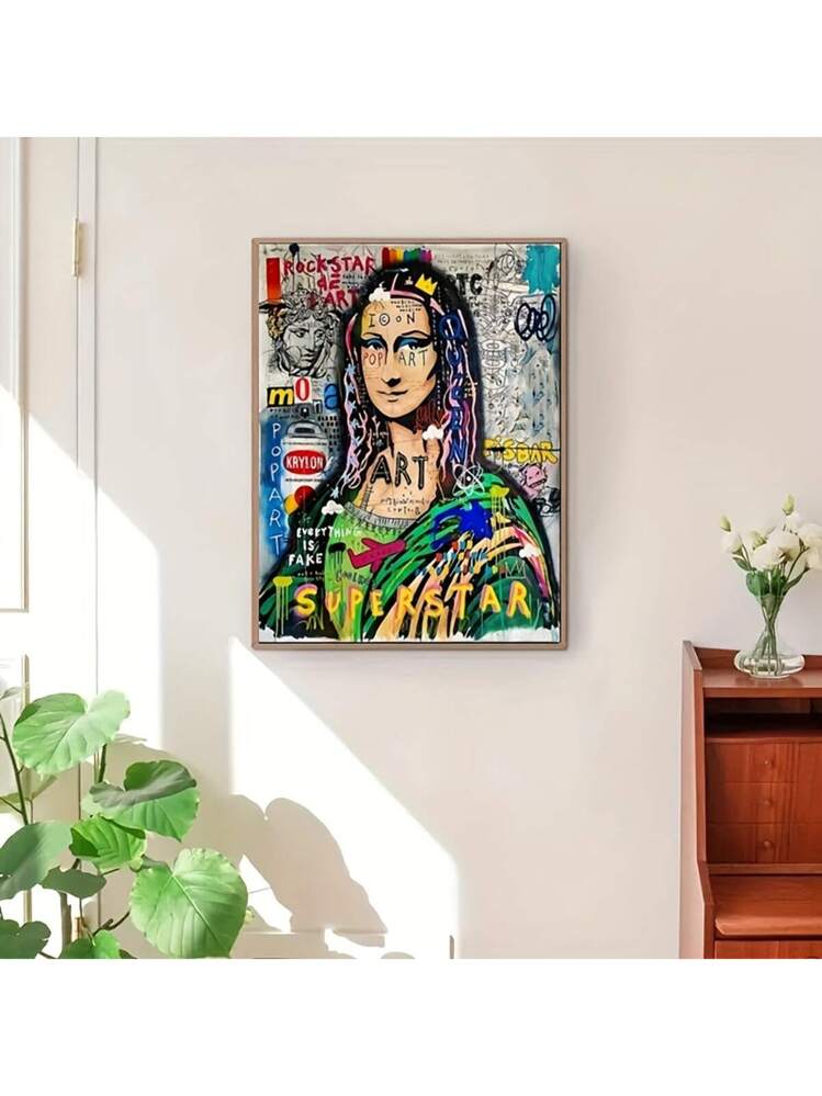1枚 モダングラフィティアート、モナリザキャンバスプリントポスター