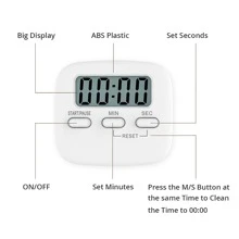 1Pc Digital Kitchen Timer For Cooking Big Digits Loud Alarm Magnetic Backing Stand Cooking Timers For Baking White (Battery Not Included),Kitchen,Summer Beach Party,Food,Camping,Organizer,Room Decor,Kitchen Items. - White - View 2