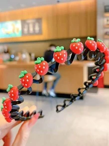 1pc Kids' Red Strawberry Headband Princess Hair Accessory - Red - View 4