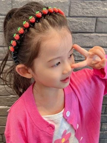1pc Kids' Red Strawberry Headband Princess Hair Accessory - Red - View 3