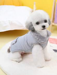 Đúng mốt Áo khoác cho thú cưng Với nút Đồ trang trí - Xám - Xem 3