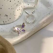 1pc Cute Cube & Cubic Zirconia Butterfly Decor Open Ring Suitable For Daily Wear For Women - Butterfly - View 4