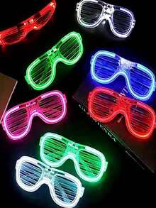 1 件 LED 眼镜，带 5 种不同的霓虹灯颜色，在黑暗中闪耀，适合派对用品。发光眼镜适合节日生日、情人节和万圣节派对用品。角色扮演圣诞节 - 綠色 - 查看 5