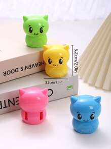 4入組卡通鉛筆刨刀 - 彩色 - 查看 4