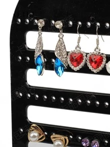 1pc Jewelry Rack Plastic Shop Store Storage Display Stand For Stud Earrings And Earrings - Black - View 2