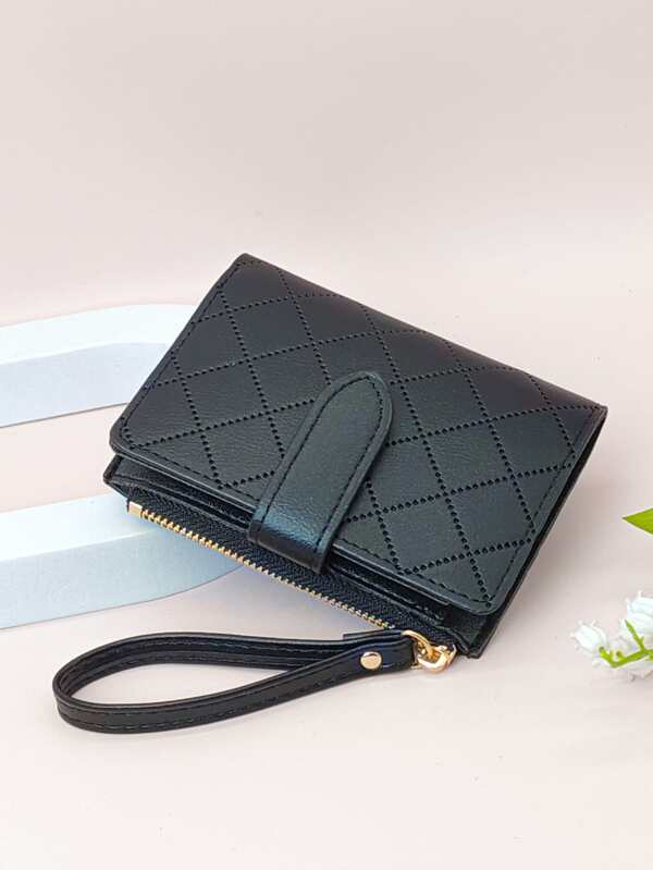 Mignon, doux et tendre style preppy. Portefeuille zippé délicat et court en couleur unie mode pour la rentrée scolaire. Cadeau pour étudiant, cadeau pour enseignante, femme d' casual. Petit portefeuille poignet pour femme