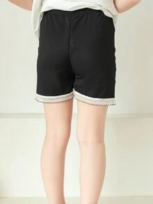 1入實色蕾絲邊束腰短褲,作為嬰兒安全内衫短褲 - 黑色 - 查看 3