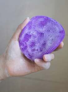 軟矽膠淋浴刷,身體&臉部&短頭髮水洗,沐浴去角質皮膚按摩產品洗滌器,乾皮膚手套發泡球,適合適用於敏感和所有種類的皮膚 - 紫色 - 查看 1