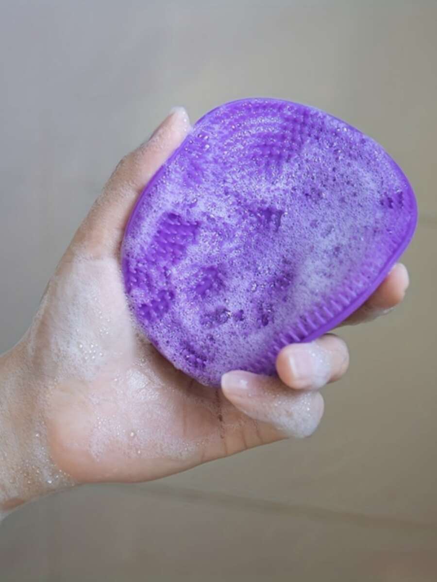 軟矽膠淋浴刷,身體&臉部&短頭髮水洗,沐浴去角質皮膚按摩產品洗滌器,乾皮膚手套發泡球,適合適用於敏感和所有種類的皮膚 - 紫色 - 查看 1