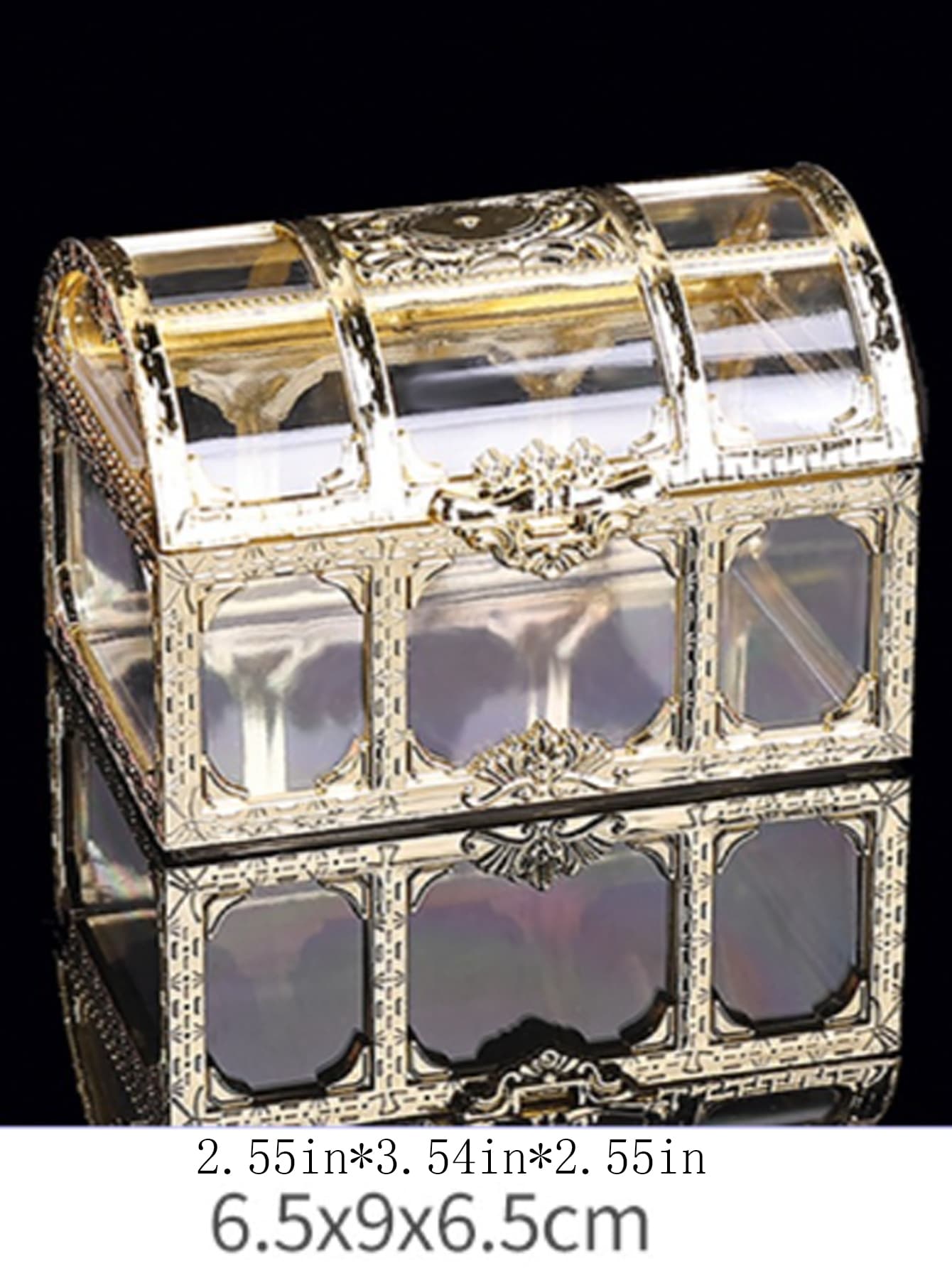 1pc Toy Gemstone Replica Acrylic Princess Castle Treasure Chest With Colorful Light - Pirate Chest - View 1