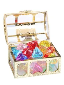 1pc Toy Gemstone Replica Acrylic Princess Castle Treasure Chest With Colorful Light - Pirate Chest - View 2