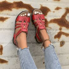 时尚女士平底凉鞋，新潮流 - 紅色 - 查看 1