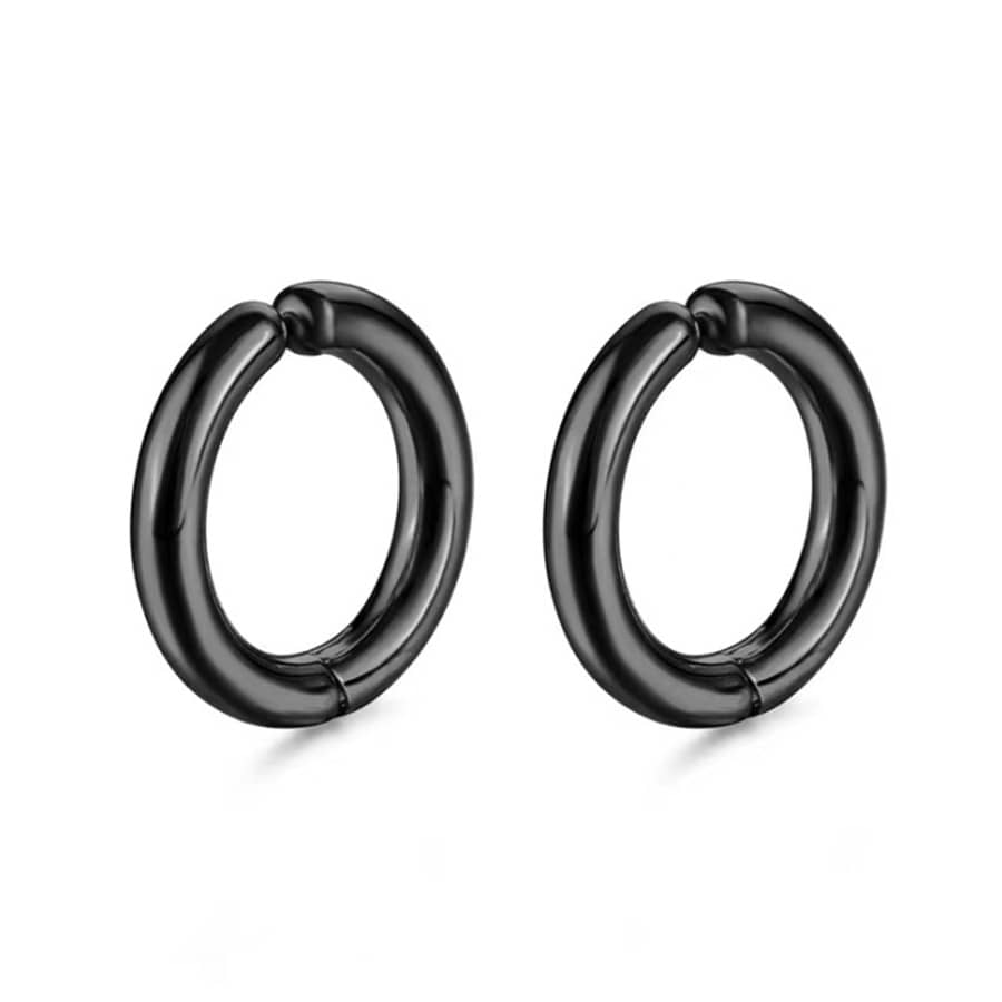 1 Par Pendientes Falsos De Acero Inoxidable En Forma De Aro Sin Perforación Del Oído, Estilo Punk Clásico Unisex - Plateado - Añade 3
