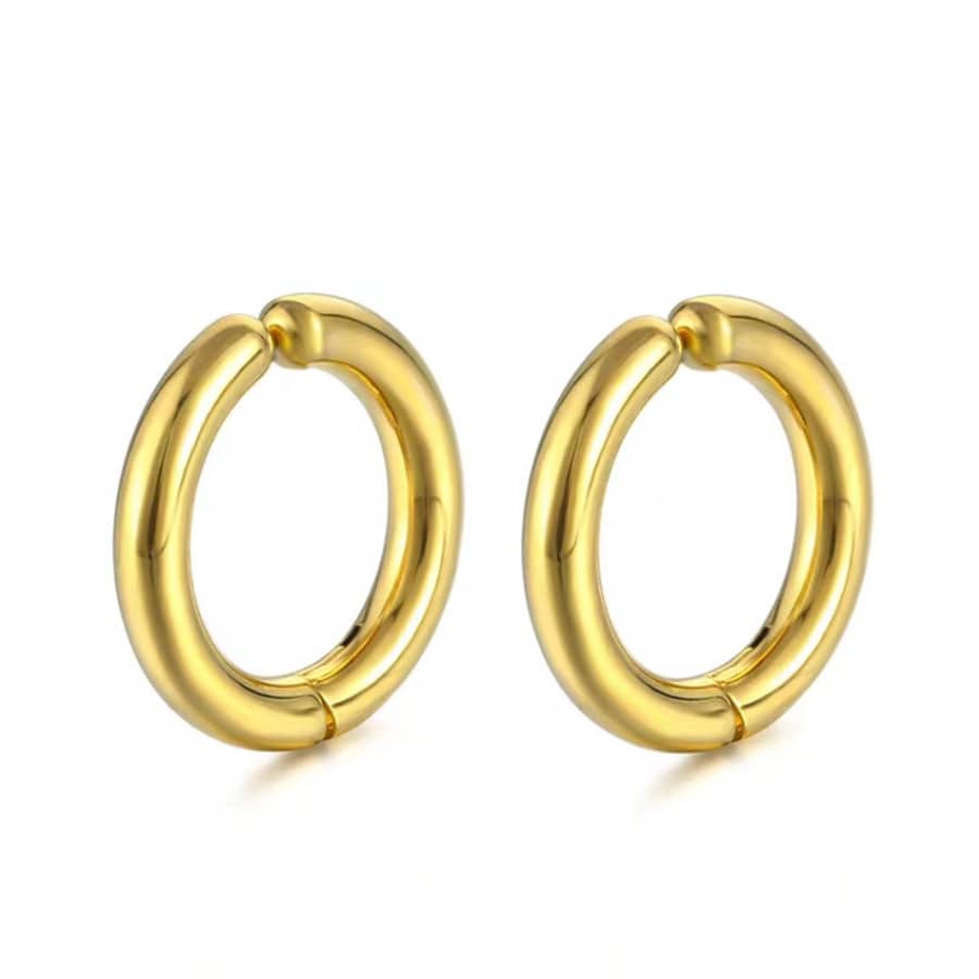 1 Par Pendientes Falsos De Acero Inoxidable En Forma De Aro Sin Perforación Del Oído, Estilo Punk Clásico Unisex - Plateado - Añade 4